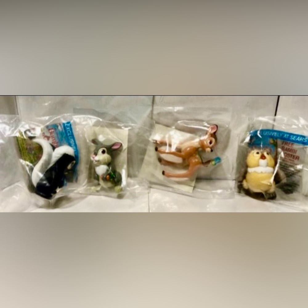 NIP NOS Vintage Full Set of 4 Bambi Promotional Toys  from McDonalds.